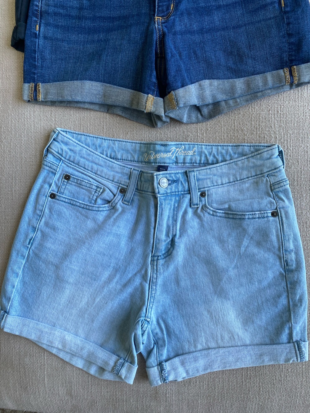 4 for 1 Universal Thread Women's Denim Shorts - Light + Dark Wash, Black, White - Picture 3 of 11